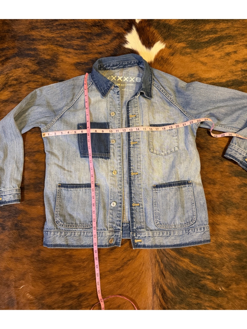 kate spade Saturday Light Blue Patchwork Denim Jacket - Picture 7 of 9